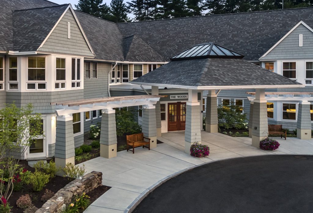Exteriors of the Woods at RiverWoods Exeter in Exeter, New Hampshire.