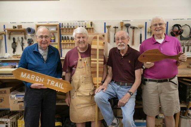 Gerry with some of the other residents who use the workshop.